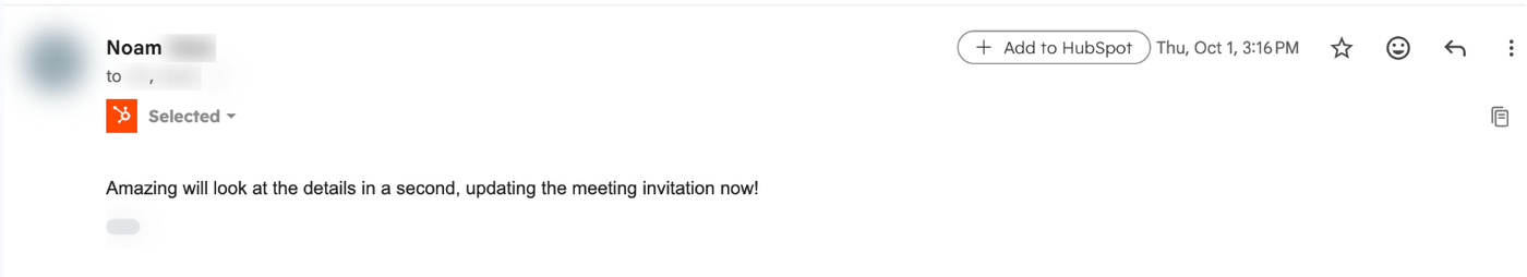 Screenshot of a real email, Oct 1, 2026, with names and faces blurred